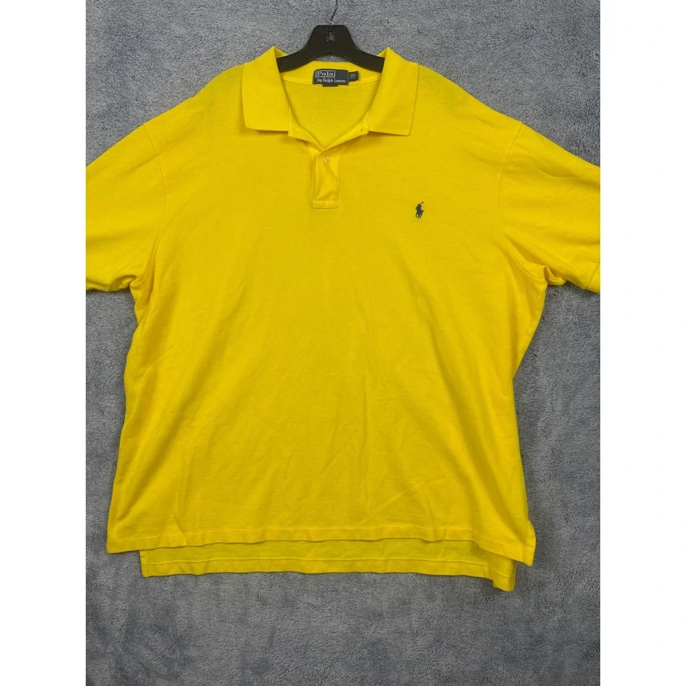 Polo Ralph Lauren Mens 3XB Yellow Short Sleeve Pony Logo Pique Polo Shirt
